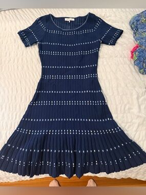Sandro Navy Blue Patterned Dress